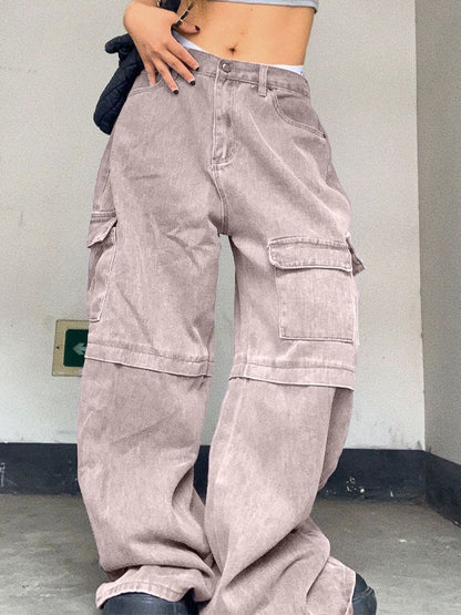 Retro Purple Big Pocket Cargo Jeans