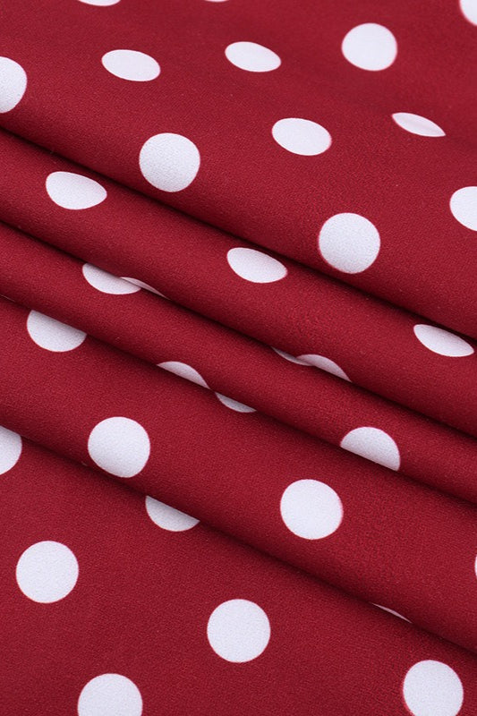 Polka Dot Print Deep V-Neck Wide Strap Bodycon Midi Dress