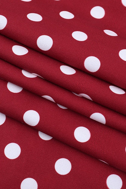 Polka Dot Print Deep V-Neck Wide Strap Bodycon Midi Dress