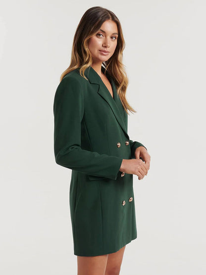BlazerJacket For Women Turndown Collar Long Sleeves Mini Dresses