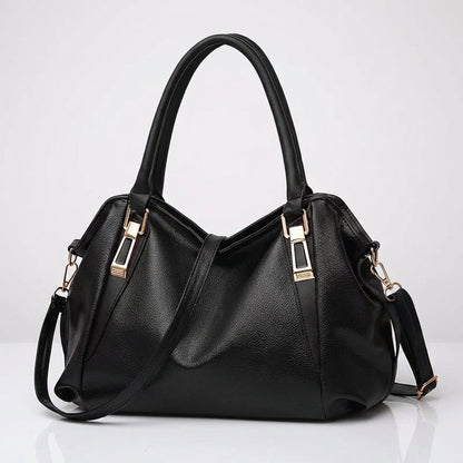Women's Wide Leather Handbag With Long Strap – Stylish Shoulder Bag
