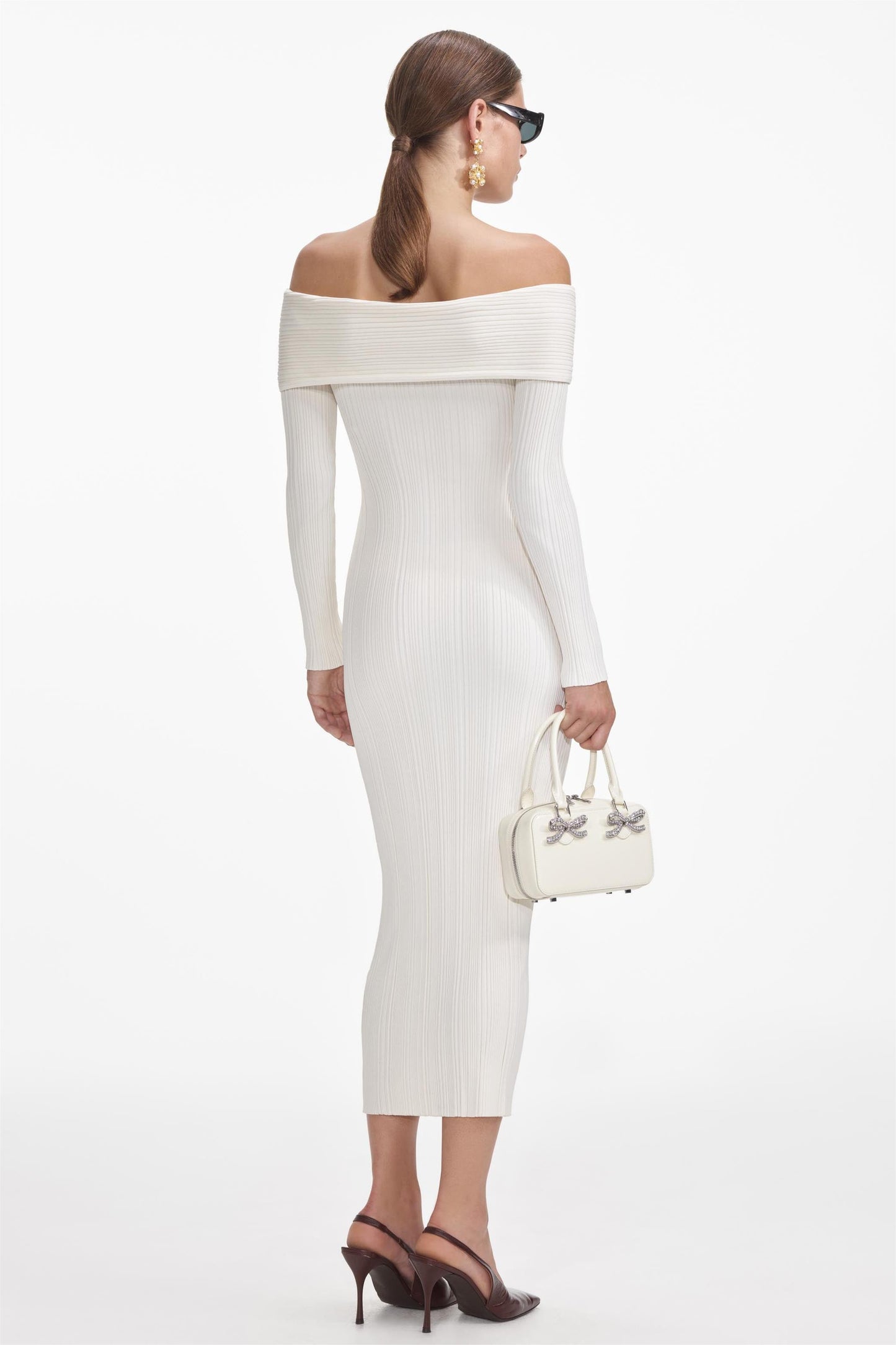Knit Off-Shoulder Bottom Midi Dress