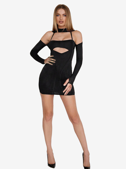 Bodycon Dress Cutout Open Shoulder Patchwork Sexy Mini Dresses