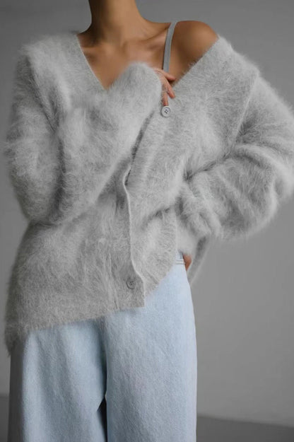 Oversized V-Neck Knit Cardigan