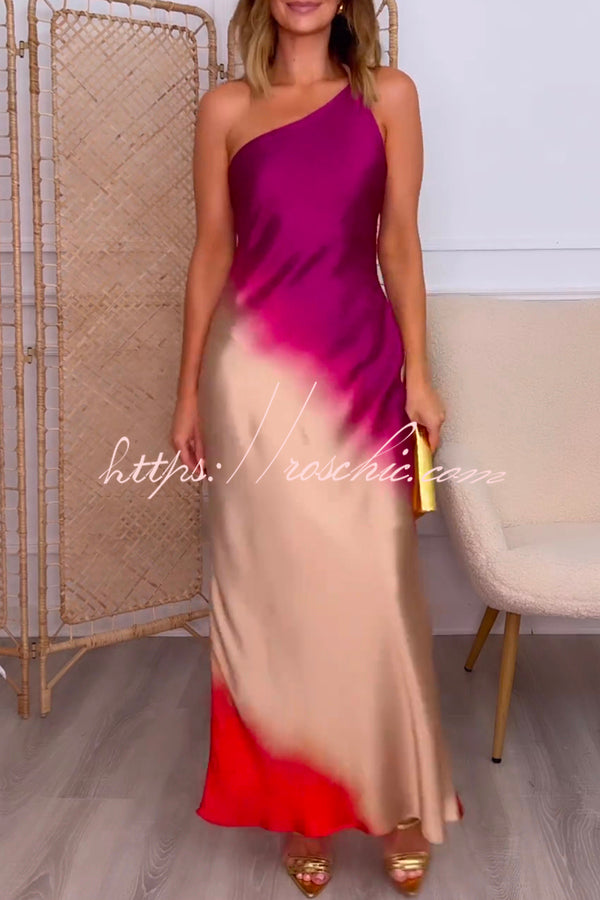 High Waisted Tie Dye Tie Back Pullover Maxi Dress