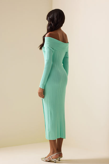 Knit Solid Cut-Out Long Sleeve Midi Dress
