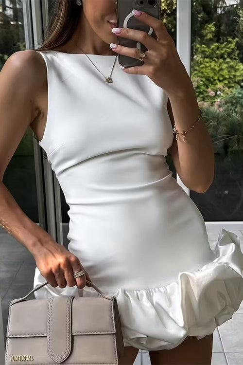 Margovil Backless Ruffle Hem Bodycon Mini Cami Dress