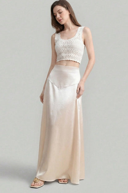 Solid Color Flowing Maxi Skirt