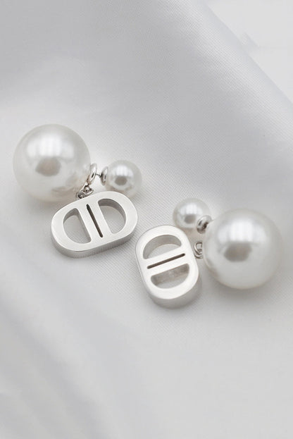 Vintage Double D Shape Pearl Earrings