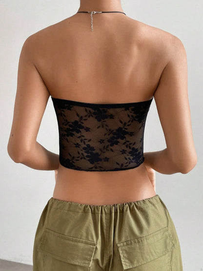 Lace Cropped Bandeau Top