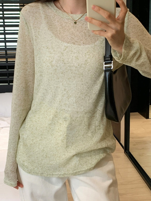 Solid Color Thin Long Sleeve Knit