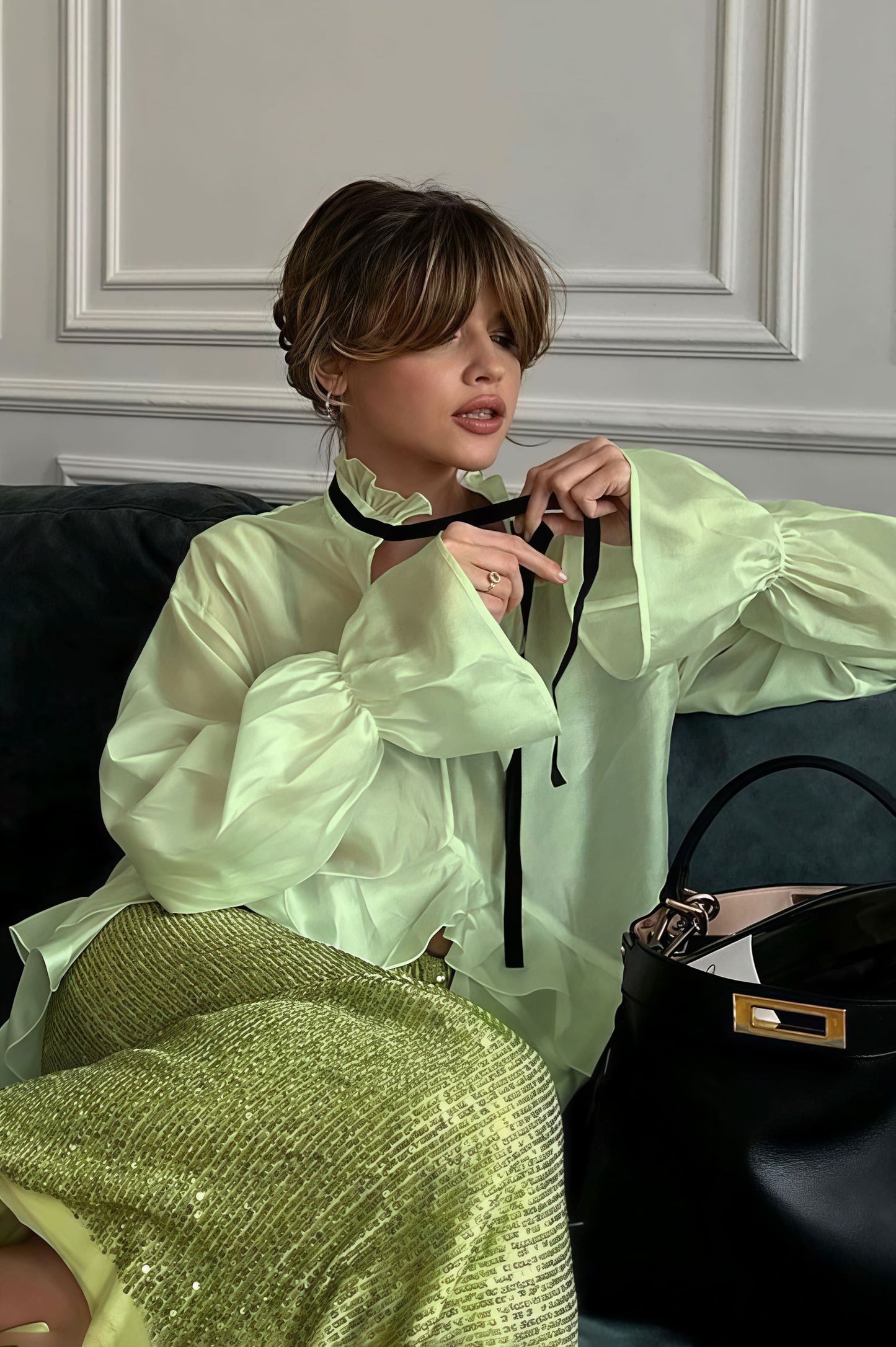 Sheer Flare Sleeve Chic Sexy Blouse