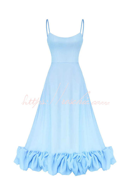 Midnight Girl Flounce Bustier Banquet Party Midi Dress