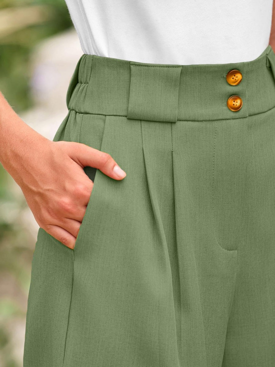 High-waisted Solid Color Comfortable Shorts With Pockets