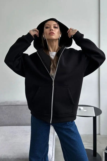Solid Color Loose Street Style Hoodie