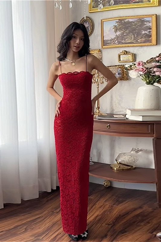 | Lace Cutout Spaghetti Strap Maxi Dress