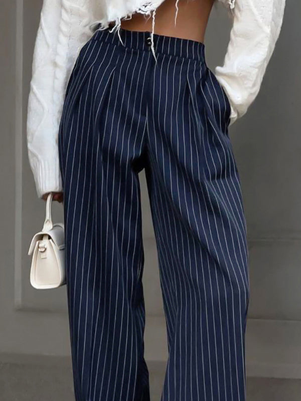 Pinstripe Print Tailored Pants