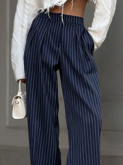 Pinstripe Print Tailored Pants