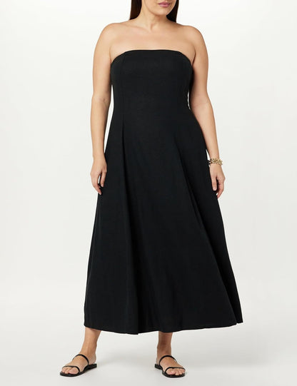 Strapless Linen Maxi Dress
