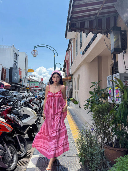 Ethnic Embroidered Maxi Dress – Boho Summer Holiday Outfit