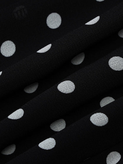 Polka Dot Print Fitted Waist Strapless Halter Neck Short Dress