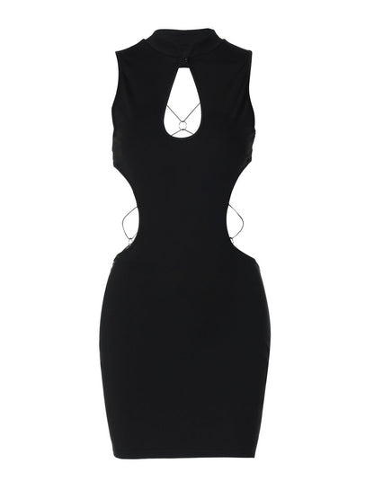 Hollowed-out Backless Design With Butterfly Metal Embellishments Mini&Short Dresses