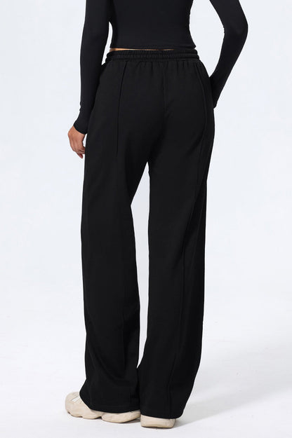 Relaxed Straight Leg  High Waist Knit Pants