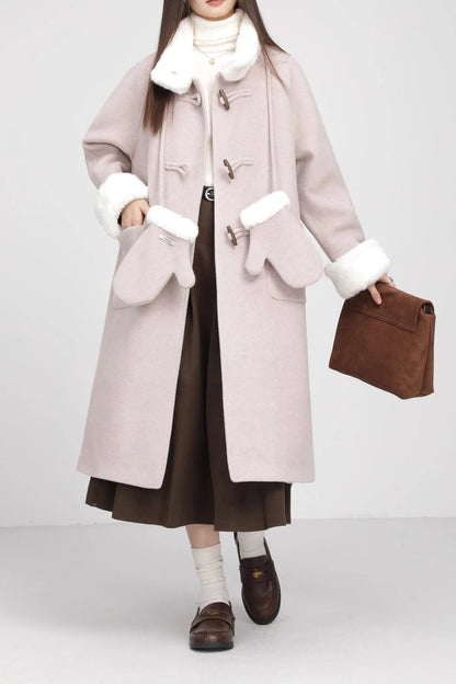 Retro Patchwork Horn Button Overcoat