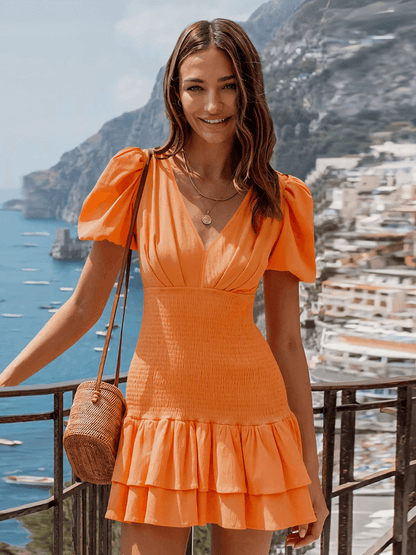 Always A Good Time Smocked Mini Dress - Orange