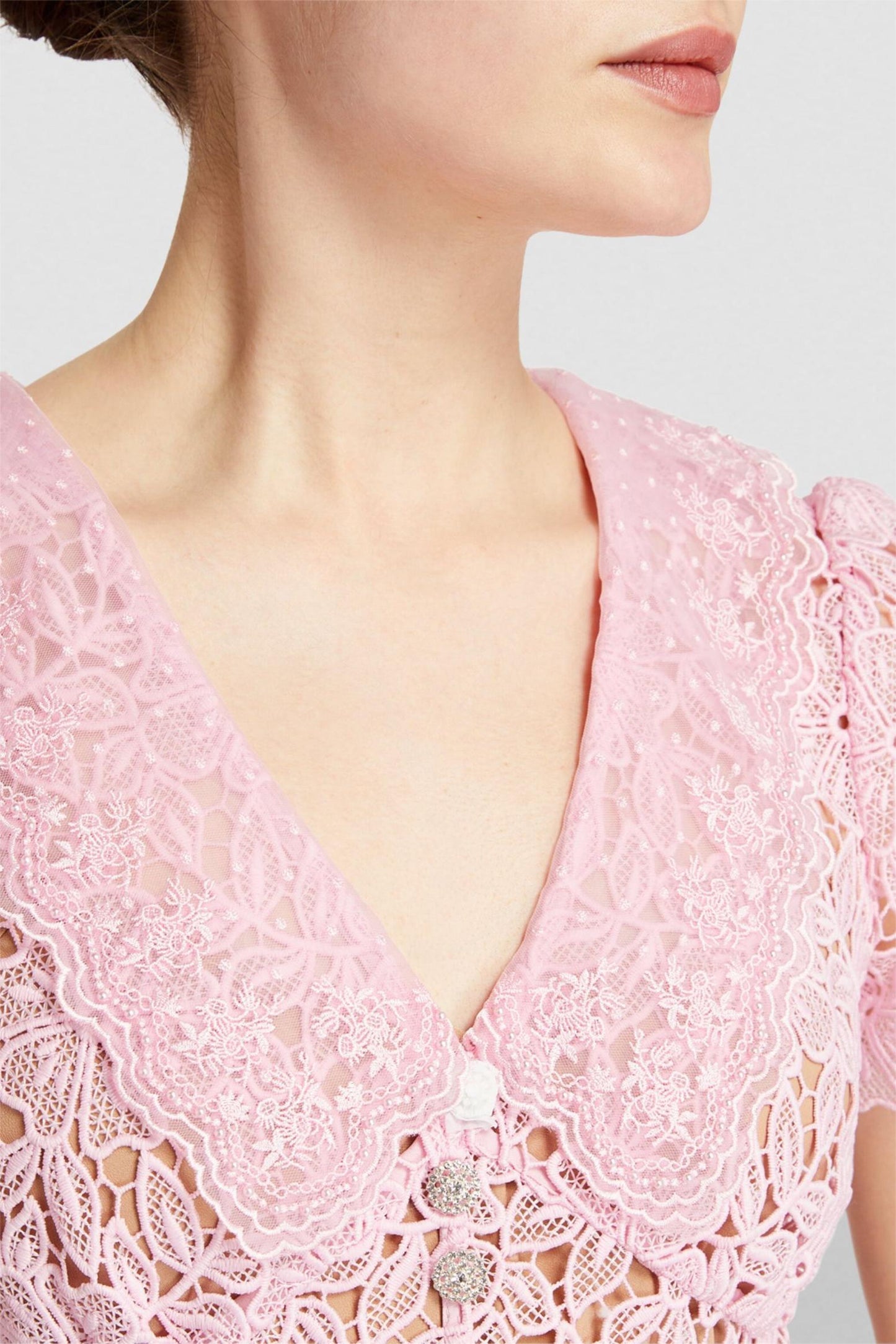Solid Lace Bottom Midi Dress With Belt