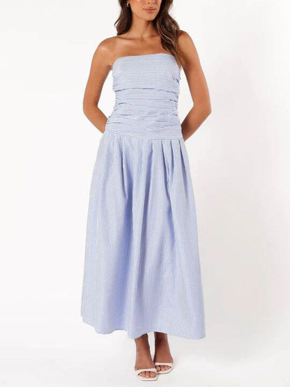 Emily-Stripe Strapless Dress