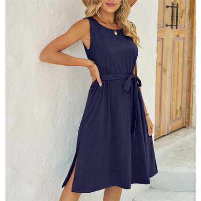 Summer Split Sleeveless Mini Dress in Multiple Colors
