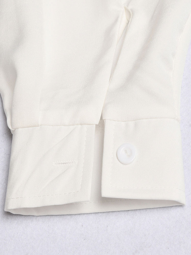 Dresses Shirt Dresses Midi Dress White Turndown Collar Long Sleeves