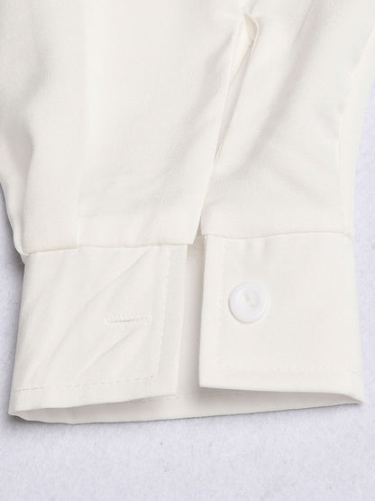 Dresses Shirt Dresses Midi Dress White Turndown Collar Long Sleeves