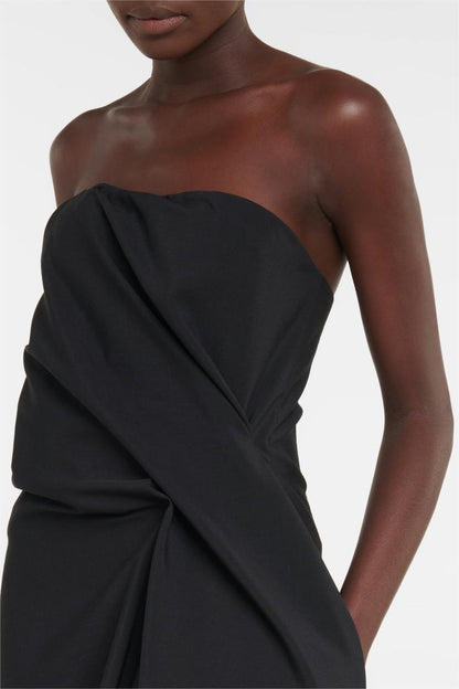 Solid Off Shoulder Asymmetrical Midi Dress