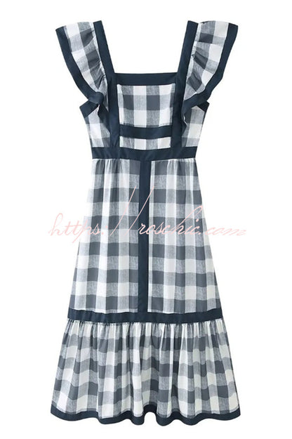 Contrast Paneled Sleeveless Square-neck Maxi Dress