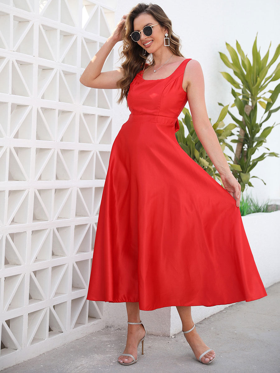 Sexy Sleeveless Midi Dress Vacation Dresses