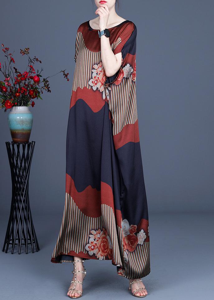 Chic Color block Batwing Sleeve Silk Maxi Dresses Summer Spring ( Limited Stock)
