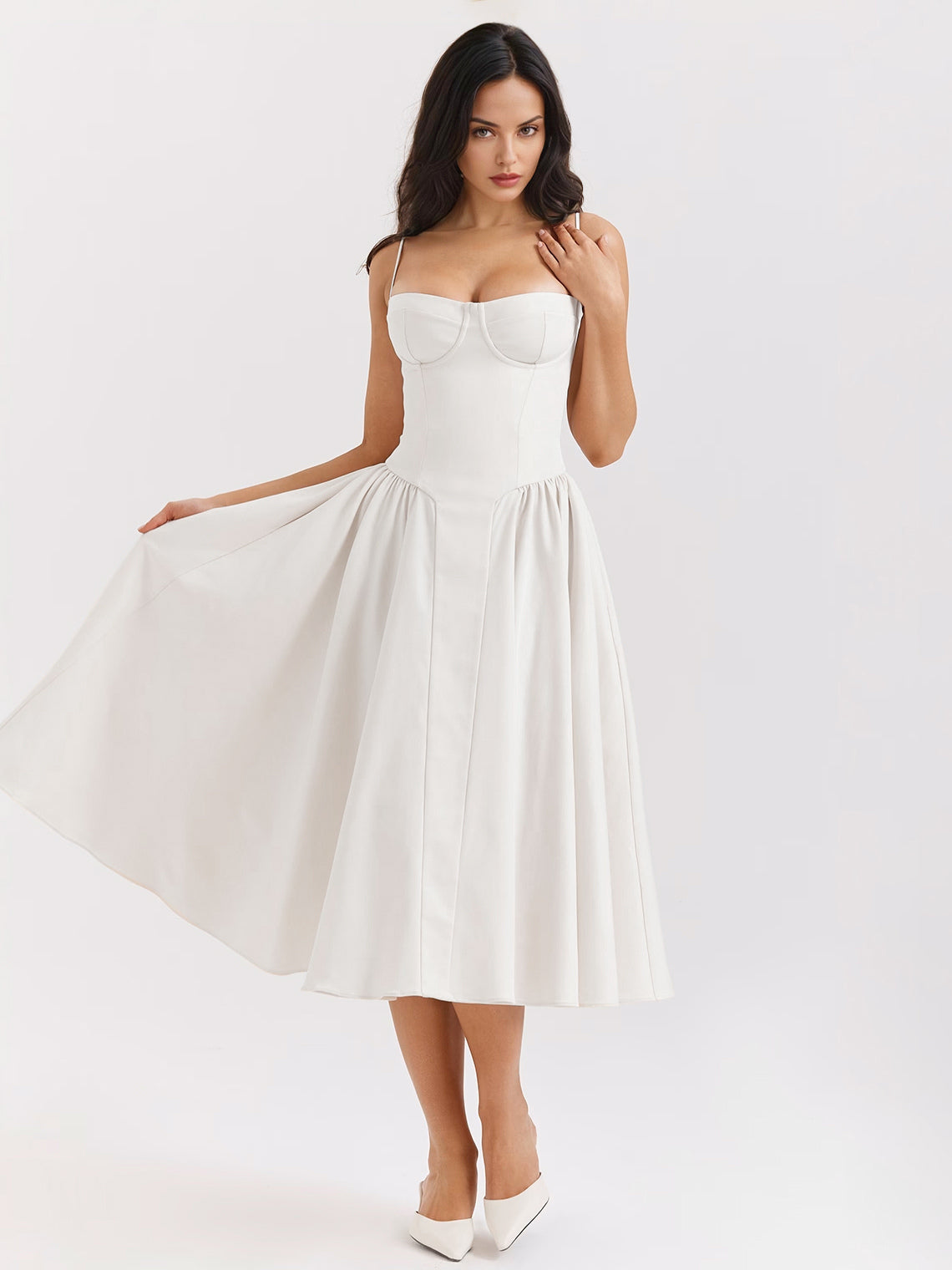 Corset Dress Spaghetti Strap Backless Brunch Birthday Party Midi Dresses