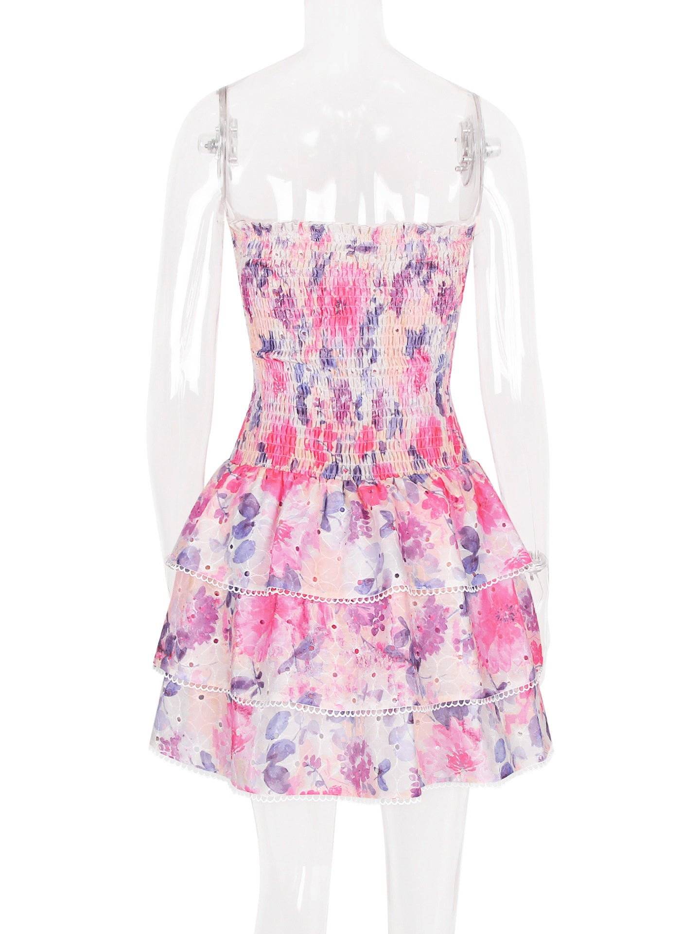 Floral Dress Off The Shoulder Pleated Layered Brunch Birthday Party Mini Dresses