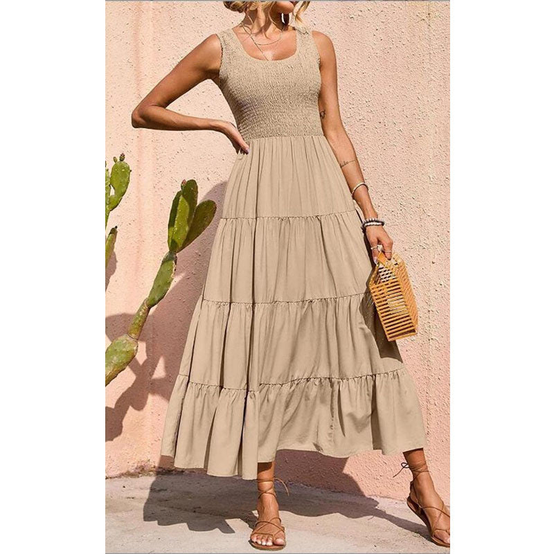 Solid Color Sleeveless Sling Swing Maxi Dress for Women