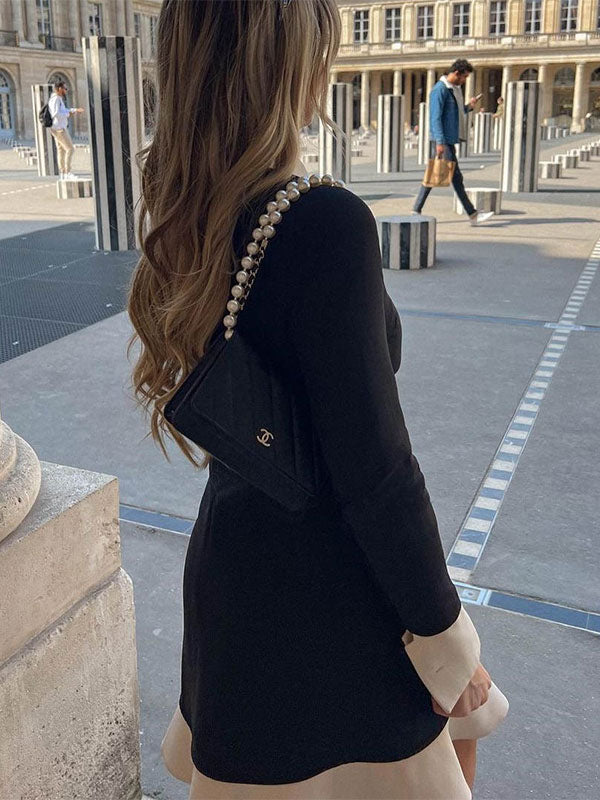 Birthday Mini Dresses Black Long Sleeves Zipper Short Dress