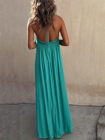 Isla - Turquoise Halter Maxi Dress