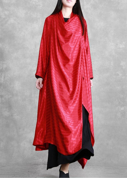Unique Asymmetric Fabrics Red Striped Maxi Dresses