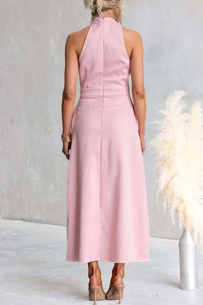 Sleeveless High Waist Pocketed Solid Maxi Dress
