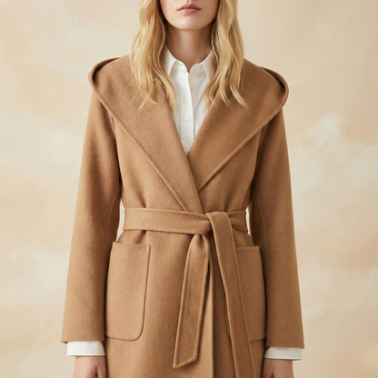 | Long Pointed Coat in Camel Hair