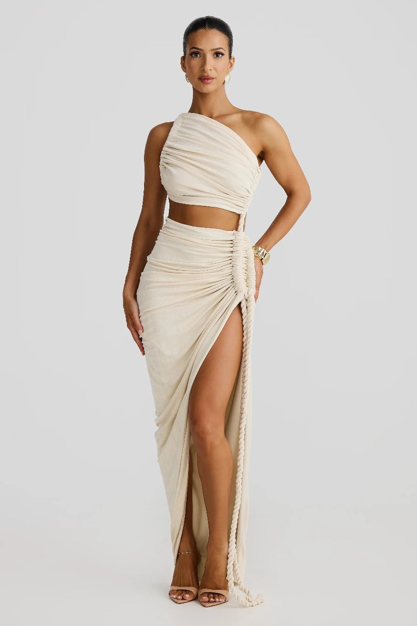 Delia Asymmetrical Dress - Beige