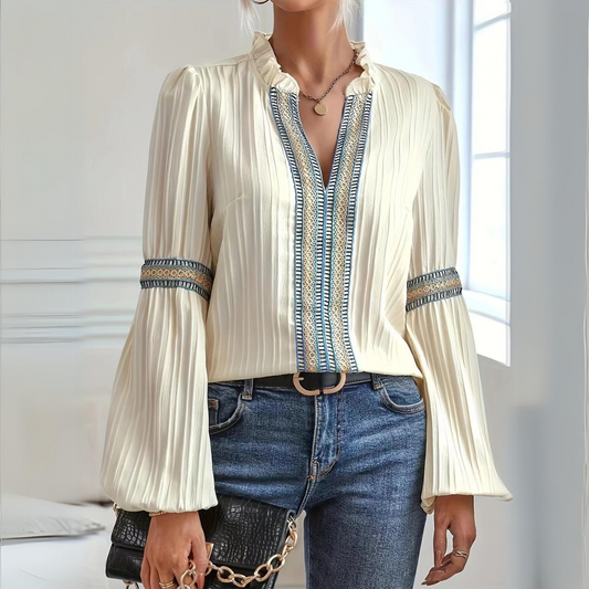 Women's Boho Chiffon Blouse – Long Sleeve Lightweight Casual Top