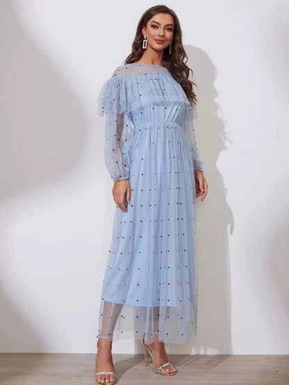 Mesh Polka Dots Maxi Dresses