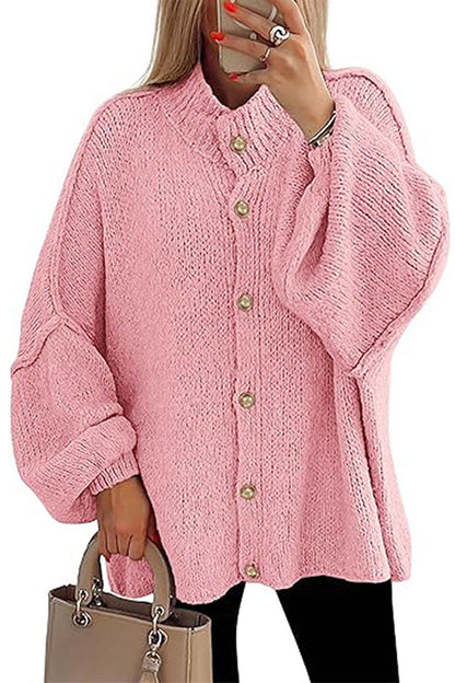 Margovil Button Up Balloon Sleeves Sweater Cardigan